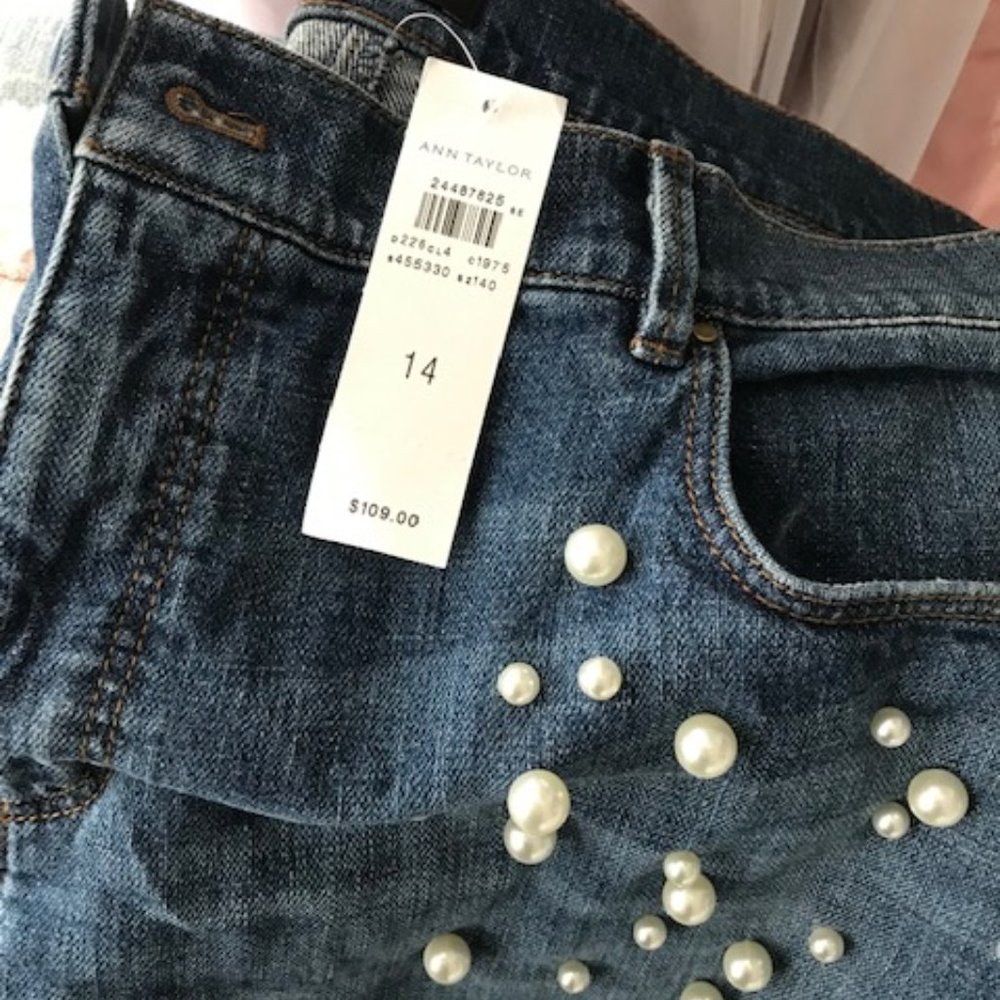 Pearl embellished jeans